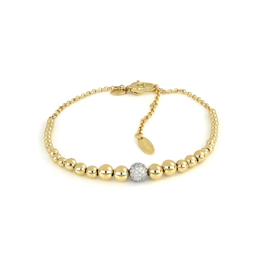 Bracciali Tavanti Jewels | Bracciale Universo Sfere A Scalare Oro Giallo Lucido Centrale Con Diamanti