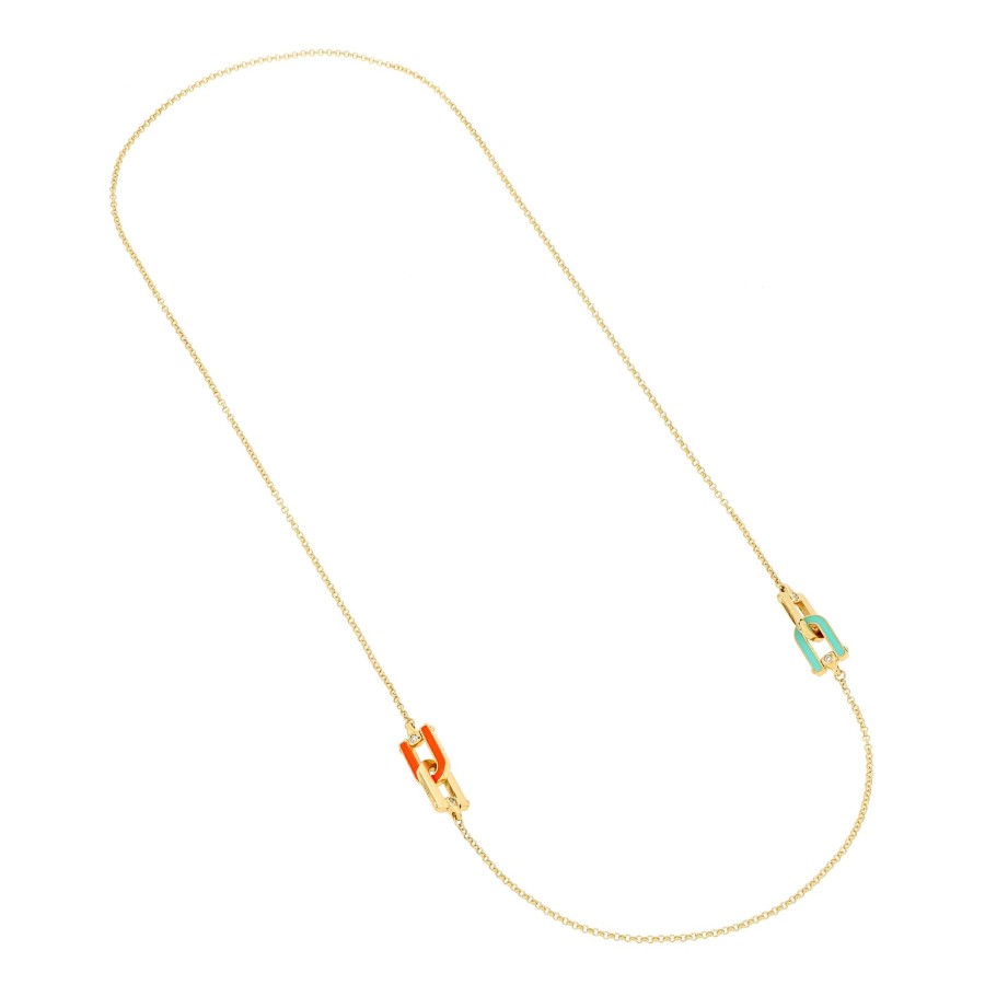 Collane Tavanti Jewels | Collana Lunga Legami Smalto Arancio/Acquamarina