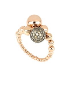 Anelli Tavanti Jewels | Anello Universo Grande Sfere In Oro Rosa Lucido E Diamanti