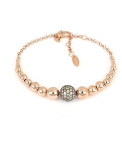 Bracciali Tavanti Jewels | Bracciale Universo Grande Con Sfere A Scalare Oro Rosa Lucido Con Diamanti