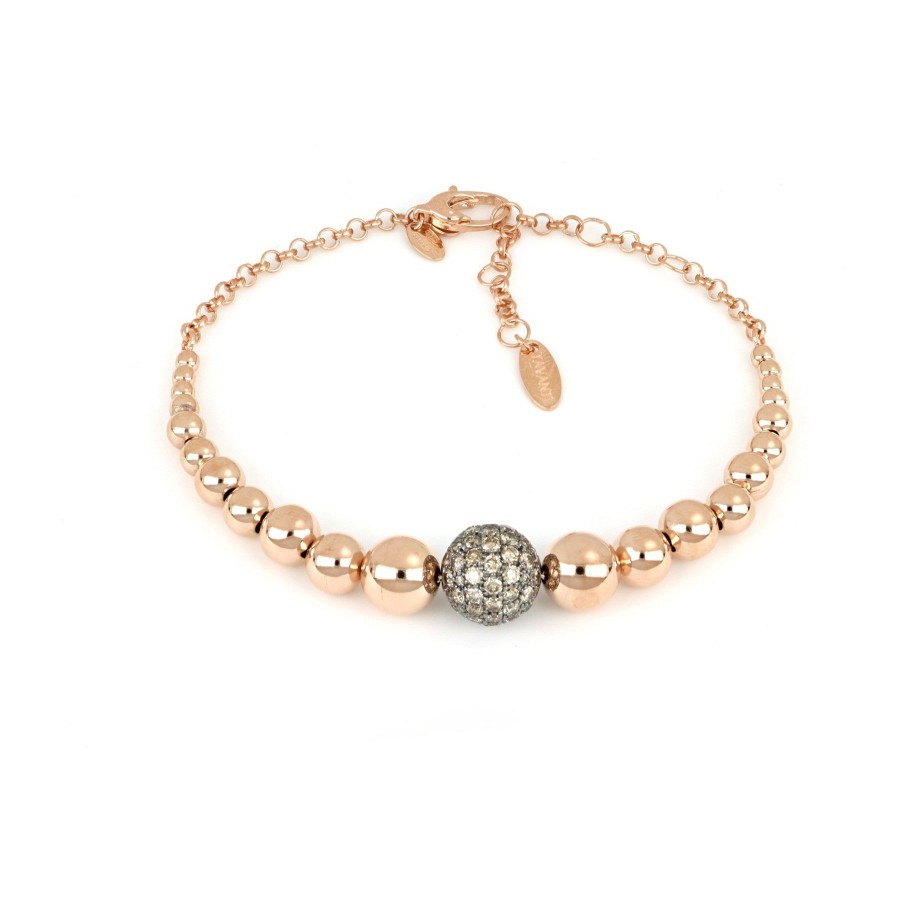 Bracciali Tavanti Jewels | Bracciale Universo Grande Con Sfere A Scalare Oro Rosa Lucido Con Diamanti