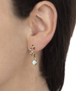 Orecchini Tavanti Jewels | Orecchini Cerchio Piccolo Luna Con Charm Topazio Azzurro