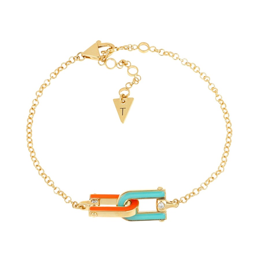 Bracciali Tavanti Jewels | Bracciale Legami Smalto Arancio/Acquamarina