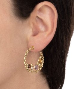 Orecchini Tavanti Jewels | Orecchini Grandi A Cerchio Luna Con Pietre Naturali