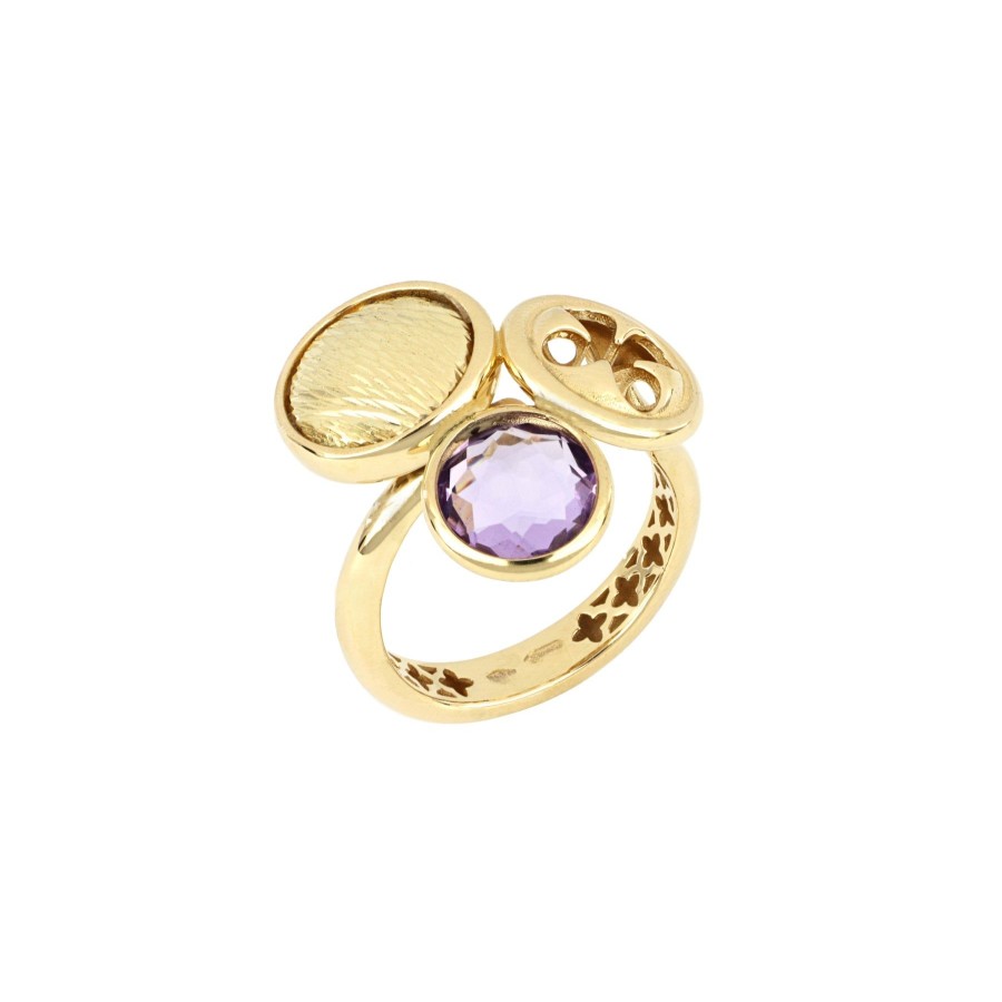 Anelli Tavanti Jewels | Anello Luna Tre Charm Con Ametista Viola