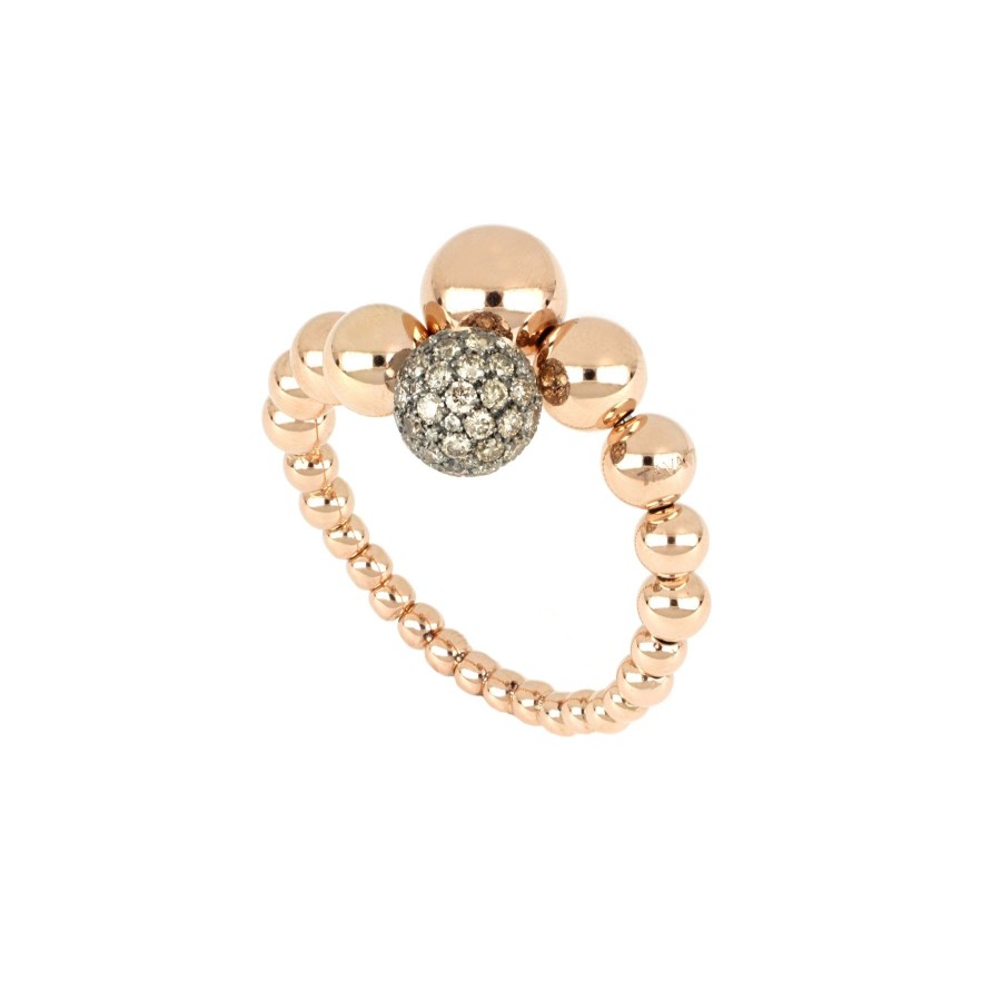 Anelli Tavanti Jewels | Anello Universo Medio Sfere Oro Rosa Lucido E Diamanti