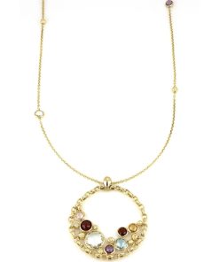 Collane Tavanti Jewels | Collana Lunga Luna Con Pendente A Cerchio E Pietre Naturali