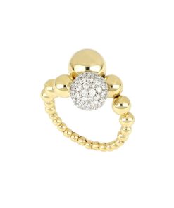 Anelli Tavanti Jewels | Anello Universo Grande Sfere In Oro Giallo Lucido E Diamanti