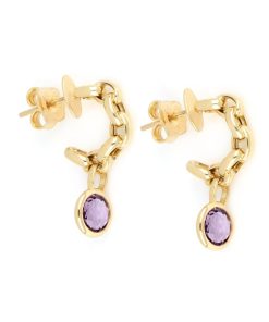 Orecchini Tavanti Jewels | Orecchini Cerchio Piccolo Luna Con Charm Ametista Viola