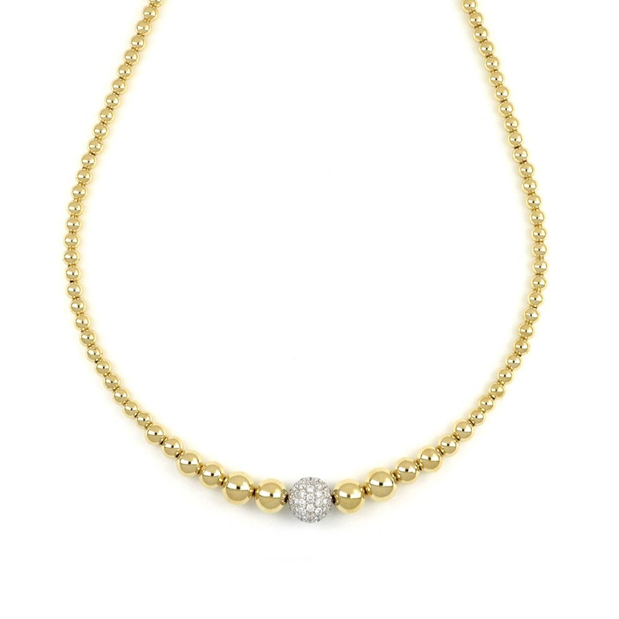 Collane Tavanti Jewels | Collana Universo Grande Con Sfere A Scalare Oro Lucido Giallo Con Diamanti