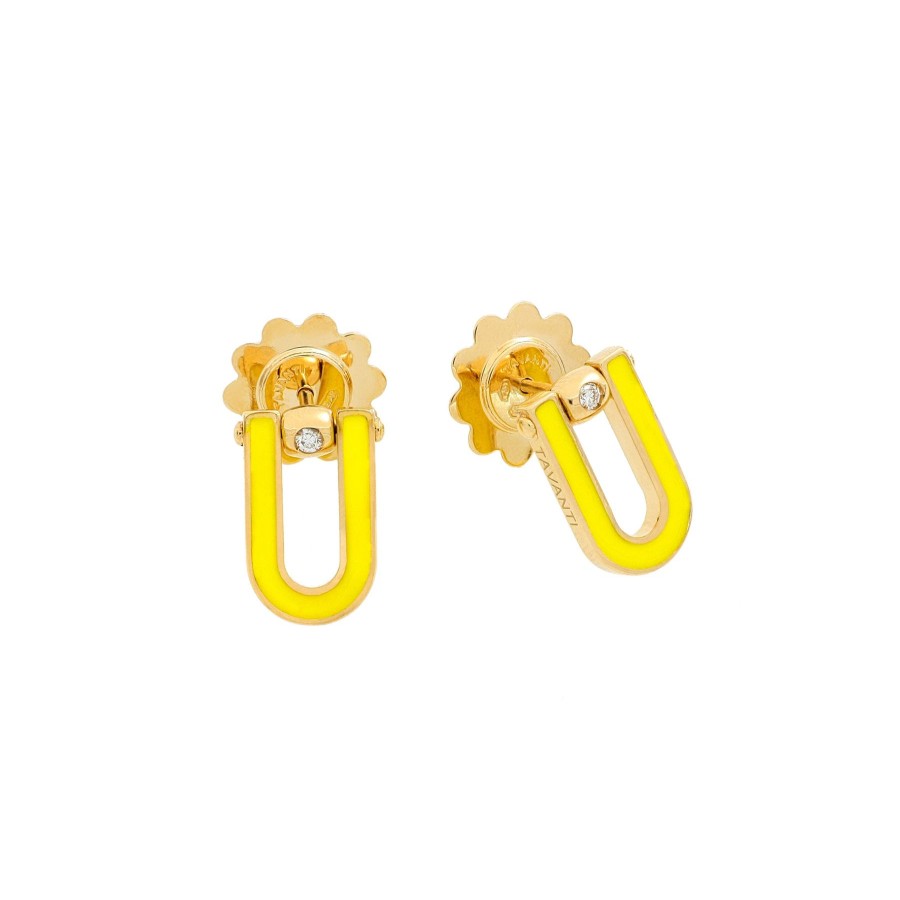 Orecchini Tavanti Jewels | Orecchini Legami A Lobo Smalto Giallo